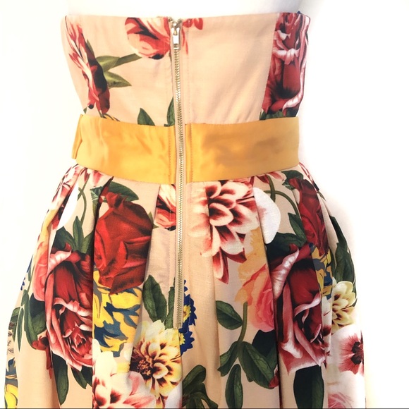 NWT Boutique Strapless Floral Retro Sleeveless Victorian Fit & Flare Dress - Picture 7 of 11
